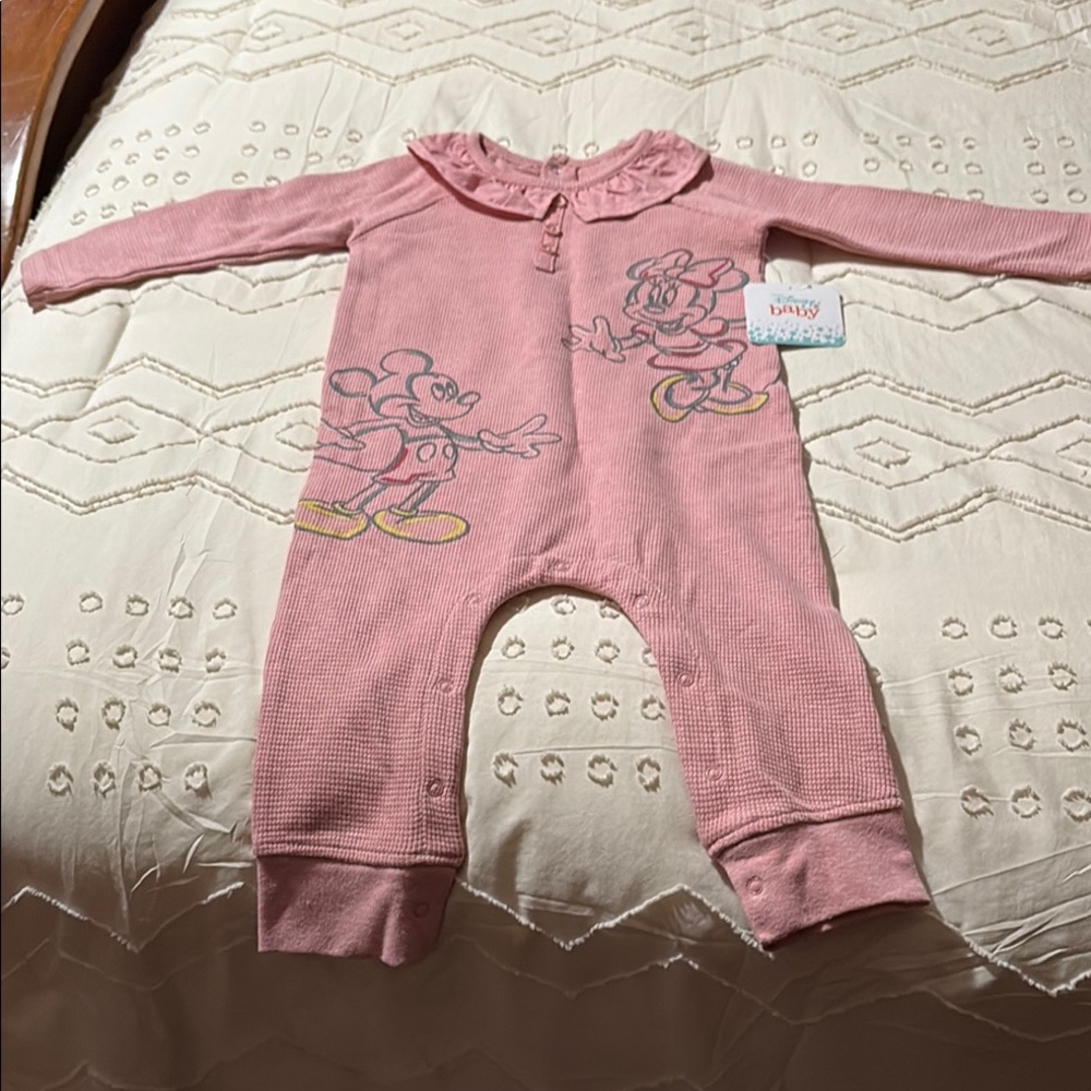 Disney Pink Footies One Piece with Graphic Detail